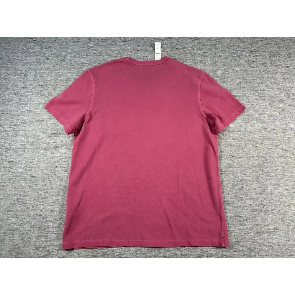 J Crew Oarsman Pique Pocket Shirt Mens Medium Pink Short Sleeve Preppy Crew